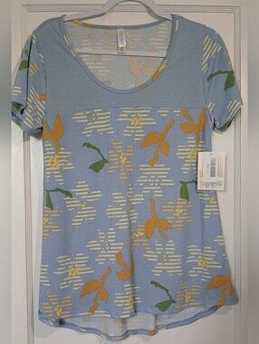 LuLaRoe Small Blue Floral Patterned T-Shirt - NWT